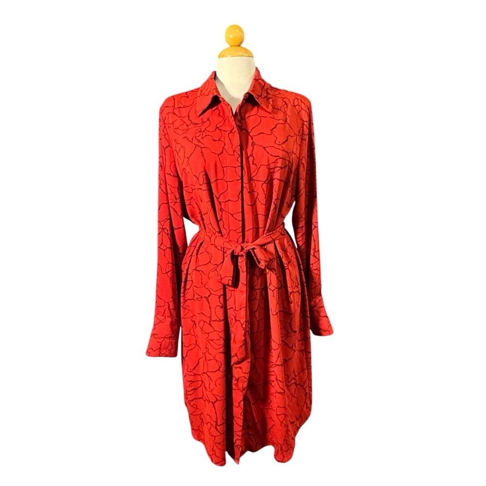 Prologue Red Blouse with Black Abstract Print